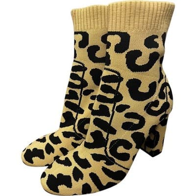 Steve Madden Leopard Print Knit Ankle Sock Boots 39/8 - Image 1