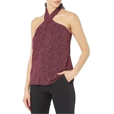 MICHAEL Michael Kors Pink Halter Camisole with Black Dot Print - Image 1