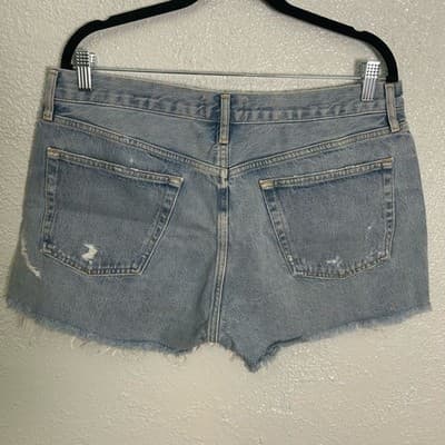 NWOT AGOLDE Parker Light Blue Distressed Denim Cutoff Shorts - Thumbnail 2