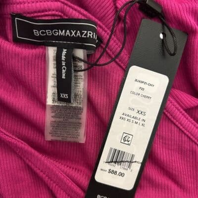 BCBGMAXAZRIA Cherry Ribbed Turtleneck Cut-Out Shoulder Top XXXS - Thumbnail 7