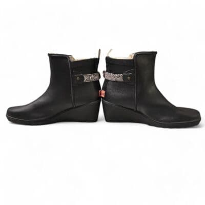 Chooka Black Wedge Rain Boots with Snake Print Strap Waterproof Ankle Booties 8 - Thumbnail 3