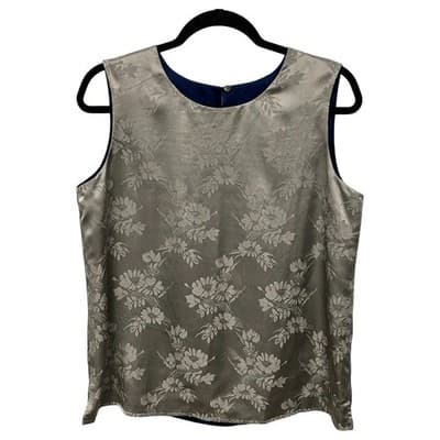 Vintage Talbots Pure Silk Sleeveless Floral Damask Top Size 12 - Image 1