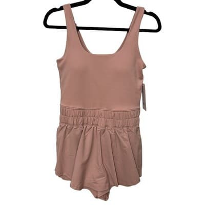 YOGALICIOUS Lux Pati Hybrid Skort Romper In Pale Mauve Small - Image 1