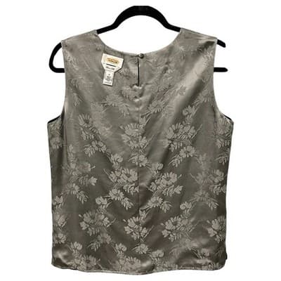 Vintage Talbots Pure Silk Sleeveless Floral Damask Top Size 12 - Thumbnail 2