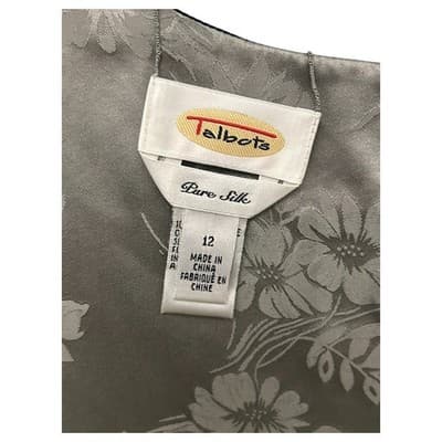 Vintage Talbots Pure Silk Sleeveless Floral Damask Top Size 12 - Thumbnail 3
