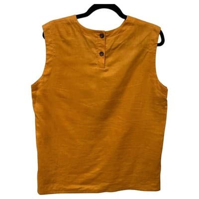 Vintage Talbots Sleeveless Top Button Back Linen Casual Blouse Size 14 - Thumbnail 2