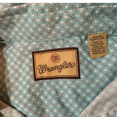 Wrangler Button-Up Shirt Short Sleeve Patterned Casual Western Medium - Thumbnail 4