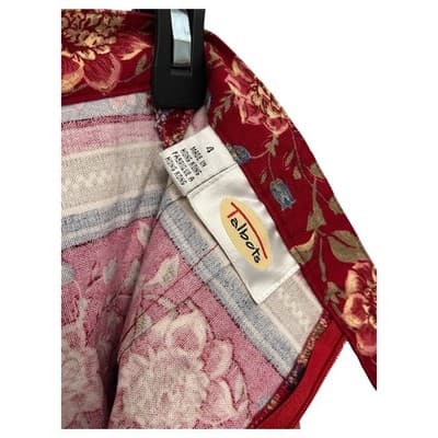 Vintage Talbots Floral Striped Cotton Skirt Knee Length Vintage Size 4 - Thumbnail 4