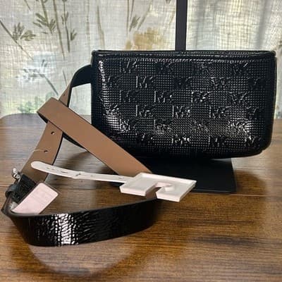 Michael Kors Black Patent Monogram Belt Bag XXL/1X - Image 1