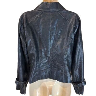 Spanner Metallic Black Zip-Up Jacket with Buckle Cuffs Women's Size 6 - Thumbnail 8