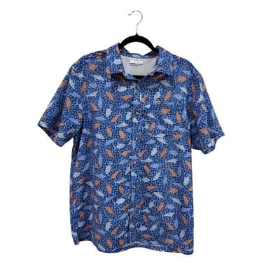 Columbia Fish Print Button Up Shirt Short Sleeve Casual M - Image 1