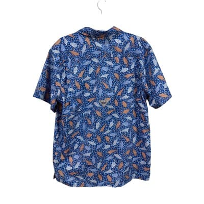 Columbia Fish Print Button Up Shirt Short Sleeve Casual M - Thumbnail 3