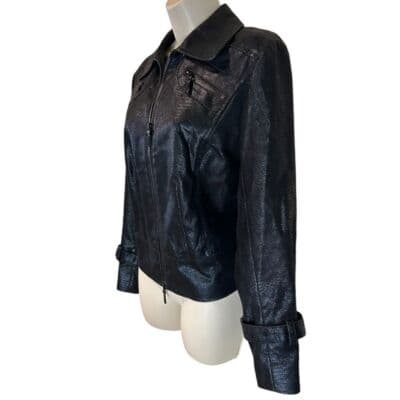Spanner Metallic Black Zip-Up Jacket with Buckle Cuffs Women's Size 6 - Thumbnail 5