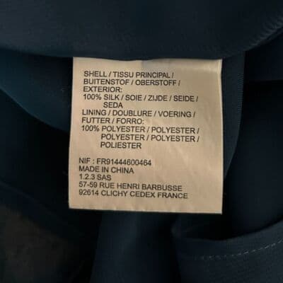 Un Deux Trois Elegant Navy Blue Silk Cocktail Dress with Beaded Straps US XL - Thumbnail 12