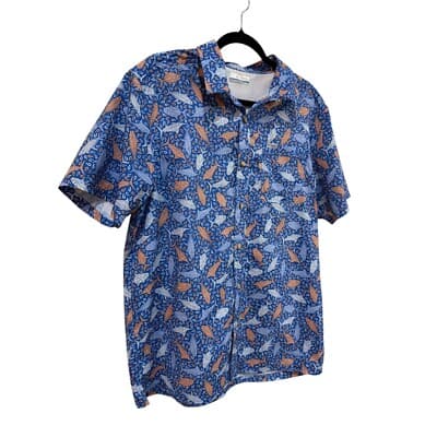 Columbia Fish Print Button Up Shirt Short Sleeve Casual M - Thumbnail 2