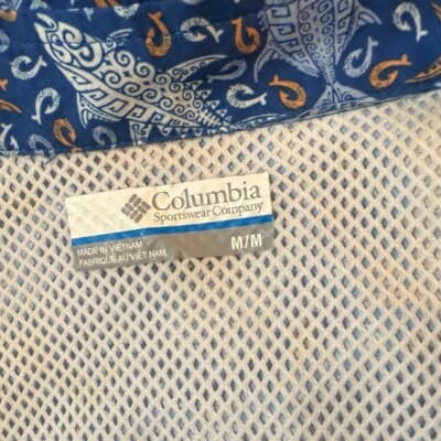 Columbia Fish Print Button Up Shirt Short Sleeve Casual M - Thumbnail 4