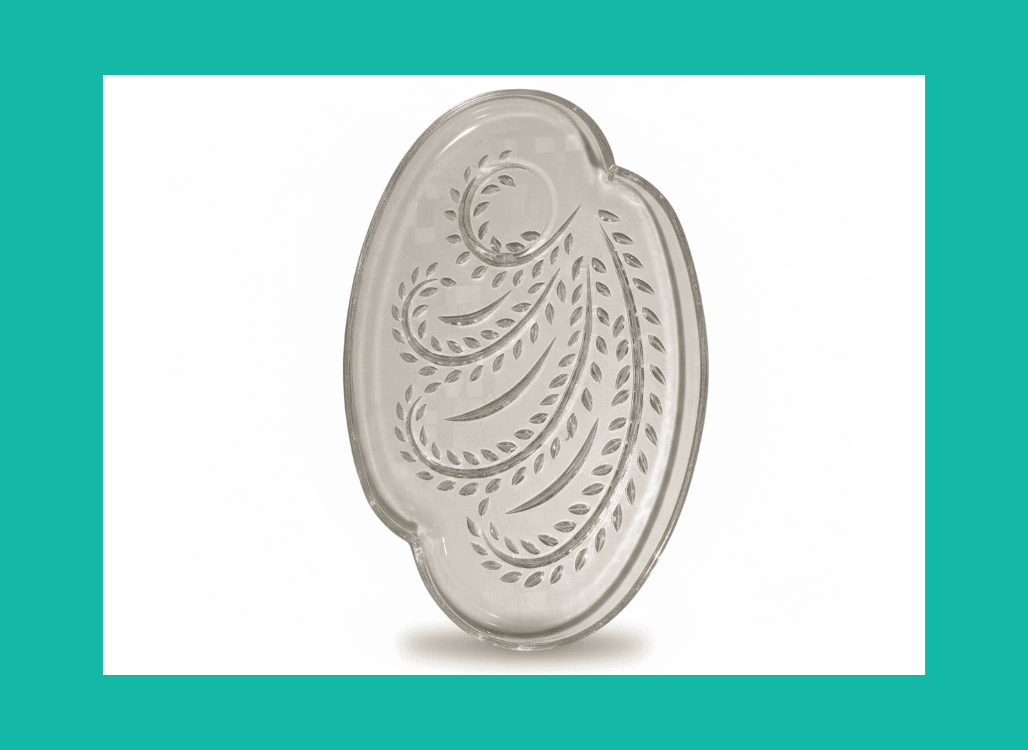 Vintage Clear Glass Serving Tray with Paisley Design - Image 1