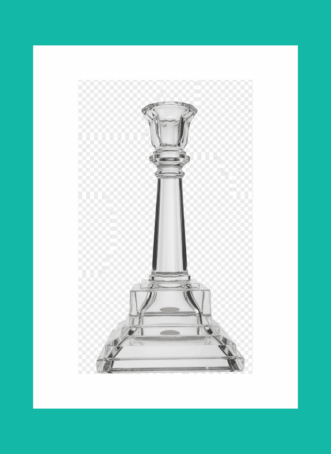 Crystal Glass Candlestick Holder with Square Base- Set of 2 - Image 1