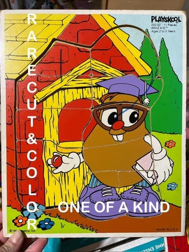 ERROR🔥 PLAYSKOOL WHIZ KID MR. POTATOE HEAD MISCUT OFF COLORED WOODEN PUZZLE!🔥 - Image 1