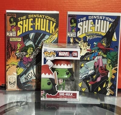 Funko Pop Holiday She-Hulk #1286 Vinyl & Comics #6, #11 Sensational - Image 1