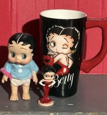 VTG RARE Baby Betty Boop Doll 6in With Ornament Figure & Collectible Mug - Image 1