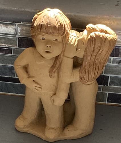 LEE BORTIN Pottery Original Signed Sculpture "Girl Talk" (9") - Image 1