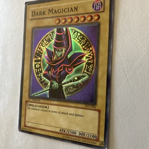 Dark Magician Limited 1st Edition Secret Rare Yugioh Holo Foil SYE-001 1996 - Thumbnail 3