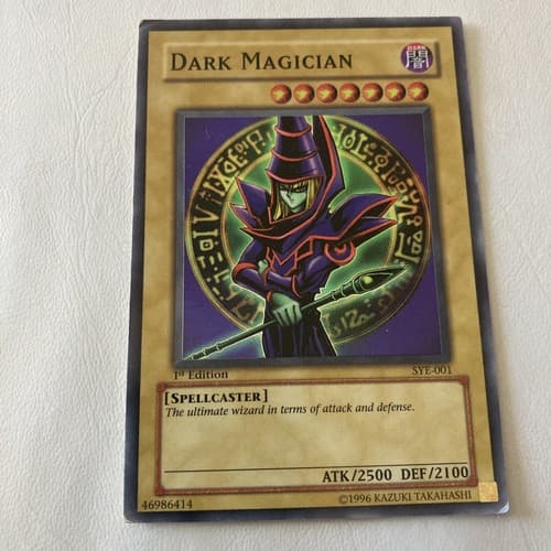 Dark Magician Limited 1st Edition Secret Rare Yugioh Holo Foil SYE-001 1996 - Thumbnail 2