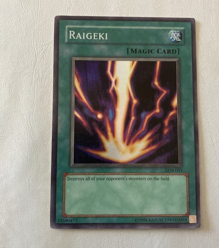 VTG Raigeki LOB-053 Super Rare Yugioh Holo (Magic Card) 1996 Konami - Image 1