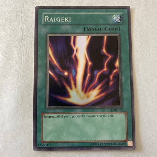 VTG Raigeki LOB-053 Super Rare Yugioh Holo (Magic Card) 1996 Konami - Thumbnail 2