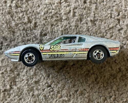 Vintage Hot Wheels Race Bait 308 Ferrari Turbo Silver Metal Flake 1982 Mattel - Image 1