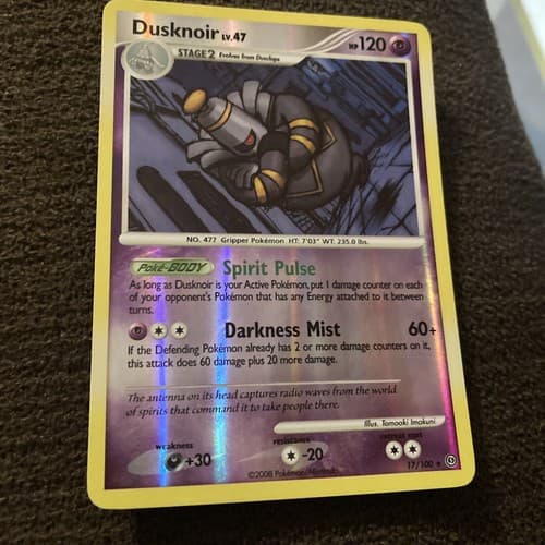 2008 Dusknoir 17/100 Reverse Holo Rare NM Stormfront Platinum Pokémon Card - Image 1