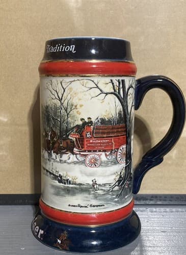 1990 BUDWEISER Beer "An American Tradition" Clydesdales Horse Stein Mug. Collect - Image 1