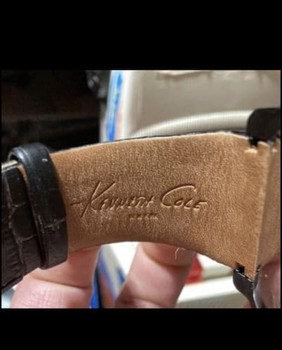 Kenneth Cole Men's New York Leather Charcoal Grey Dial Watch - Thumbnail 3