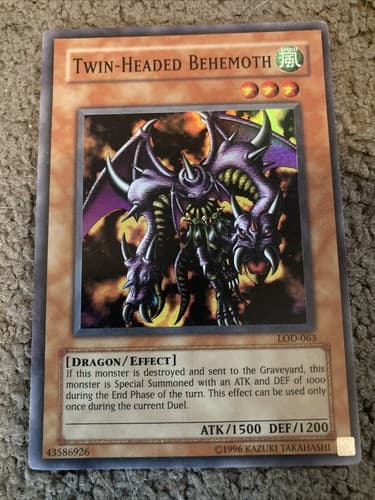 Yugioh | Twin-Headed Behemoth | LOD-063 | Unlimited | Super Rare | NM Near Mint - Image 1