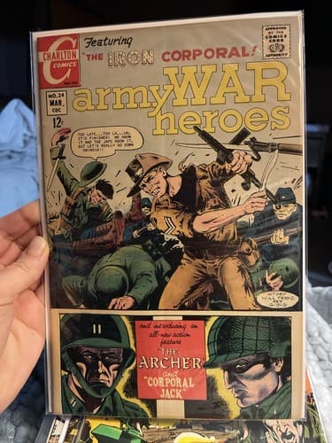 SILVER AGE CHARLTON IRON CORPORAL ARMY WAR HERO'S COMIC BOOK #24 1968 VF+ NM - Image 1