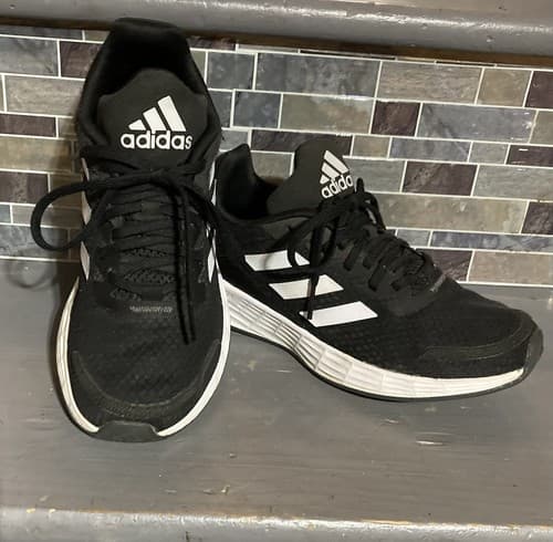 ADIDAS DURAMO KIDS UNISEX SHOES SIZE 4 BLACK/WHITE COLOR Nice - Image 1