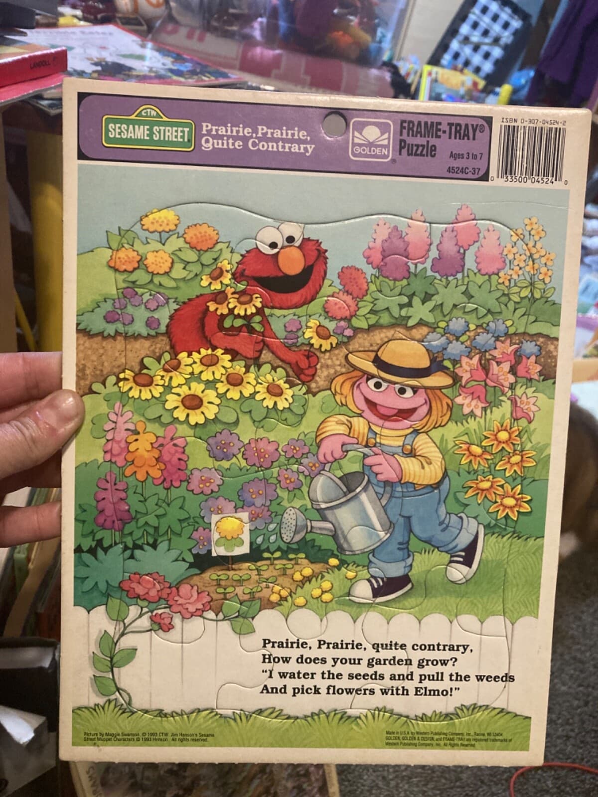 SESAME STREET frame puzzle ELMO nursery rhyme garden grow Prairie Dawn 1993 - Image 1