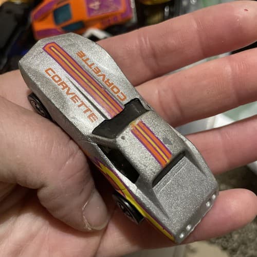 1975 Corvette Coupe Hong Kong Metallic Flake Silver Hot Wheels Diecast - Image 1