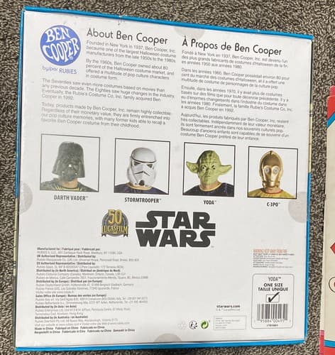 Rare YODA Star Wars Mask Ben Cooper Lucasfilm Collectible 50th Limited EDITION # - Thumbnail 2
