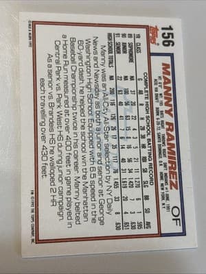 1992 TOPPS MANNY RAMIREZ RC - Thumbnail 2