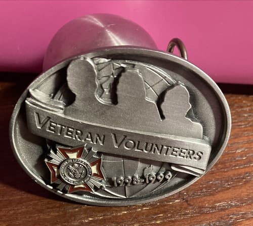 98’ VFW Veterans Of Foreign Wars Volunteers Pewter Belt Buckle Siskiyou Limited - Image 1