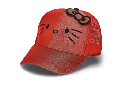 Hello Kitty Sanrio Red Glitter Baseball Cap Hat NWT Adjustable With Bow Patch - Image 1