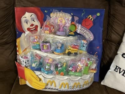 1990s, McDonalds Birthday Happy Meal Display With Sealed Figures Complete - Image 1