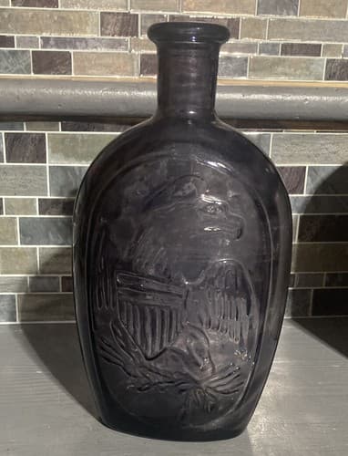 George Washington & American Eagle Glass Bottle Wheaton Glass Amethyst - Image 1