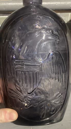 George Washington & American Eagle Glass Bottle Wheaton Glass Amethyst - Thumbnail 4