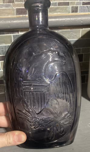 George Washington & American Eagle Glass Bottle Wheaton Glass Amethyst - Thumbnail 5