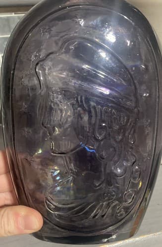 George Washington & American Eagle Glass Bottle Wheaton Glass Amethyst - Thumbnail 3