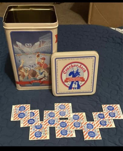 Cracker Jack Tin Box 100th Collectible Ltd. Ed 1893-1993& 10 Unopened Prizes - Image 1