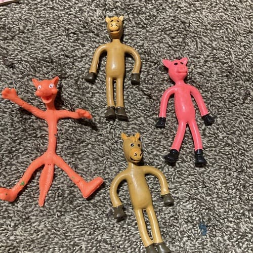 Vintage Bendable Horse 4" Bendy Pig & More Rubber Collectible Figure Rare X4 - Image 1